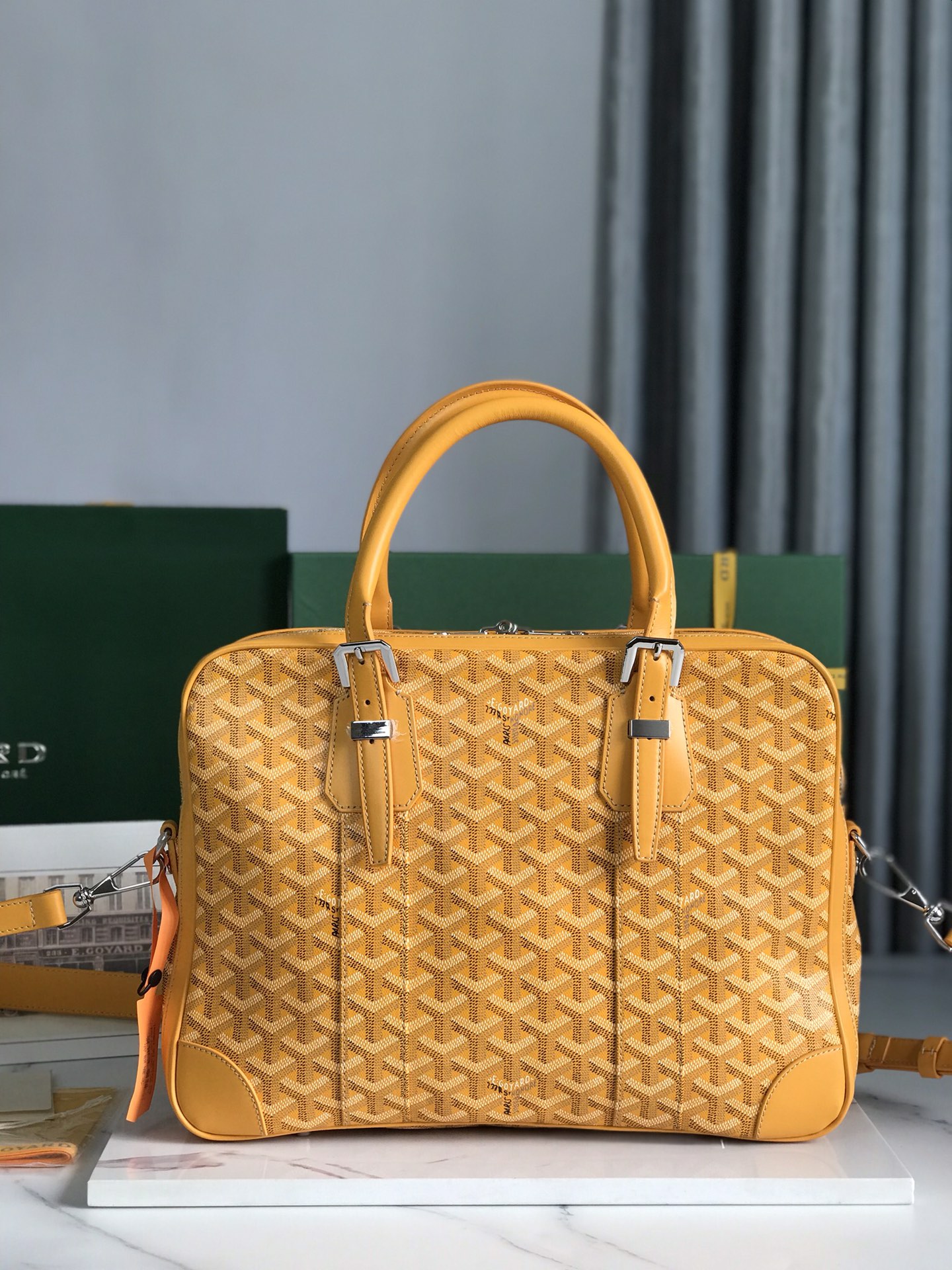 GOYARD Goyardine PM Ambassade Briefcase Yellow