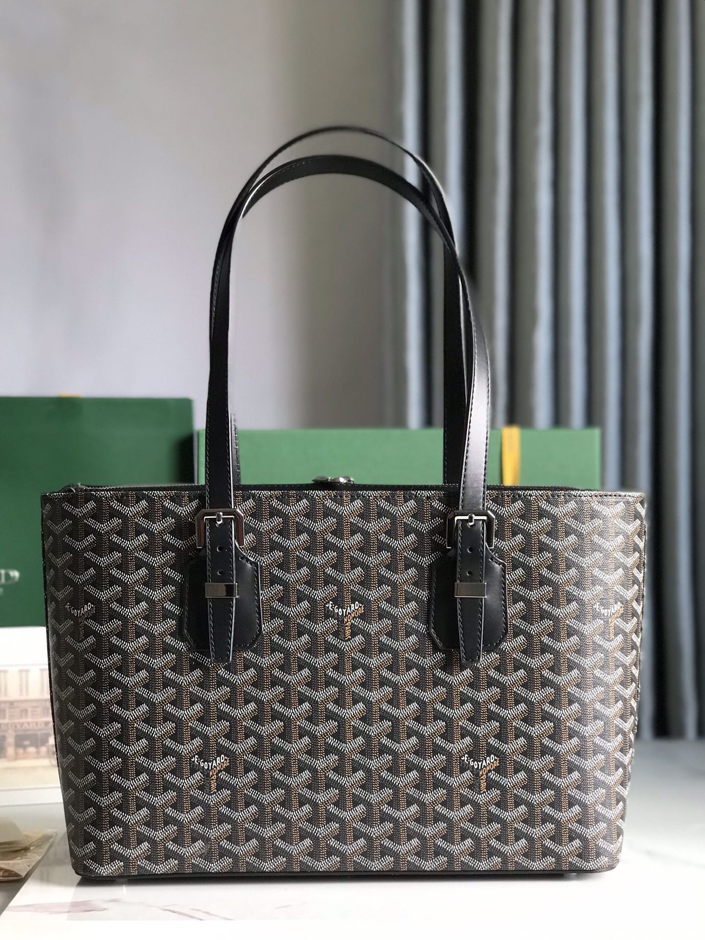 GOYARD Goyardine Sac Marie Galante MM Black 515421