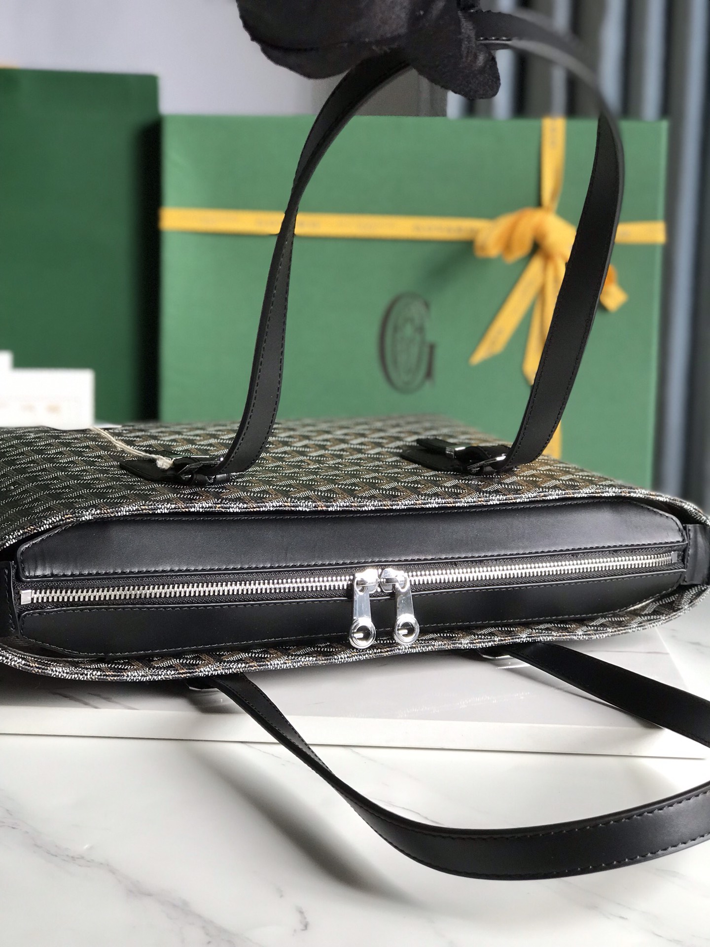GOYARD Goyardine Sac Marie Galante MM Black 515421