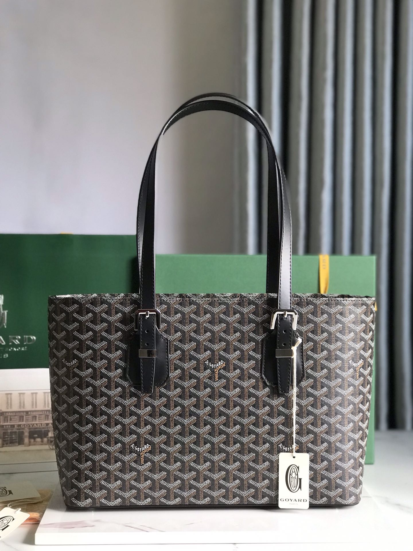 GOYARD Goyardine Sac Marie Galante MM Black 515421