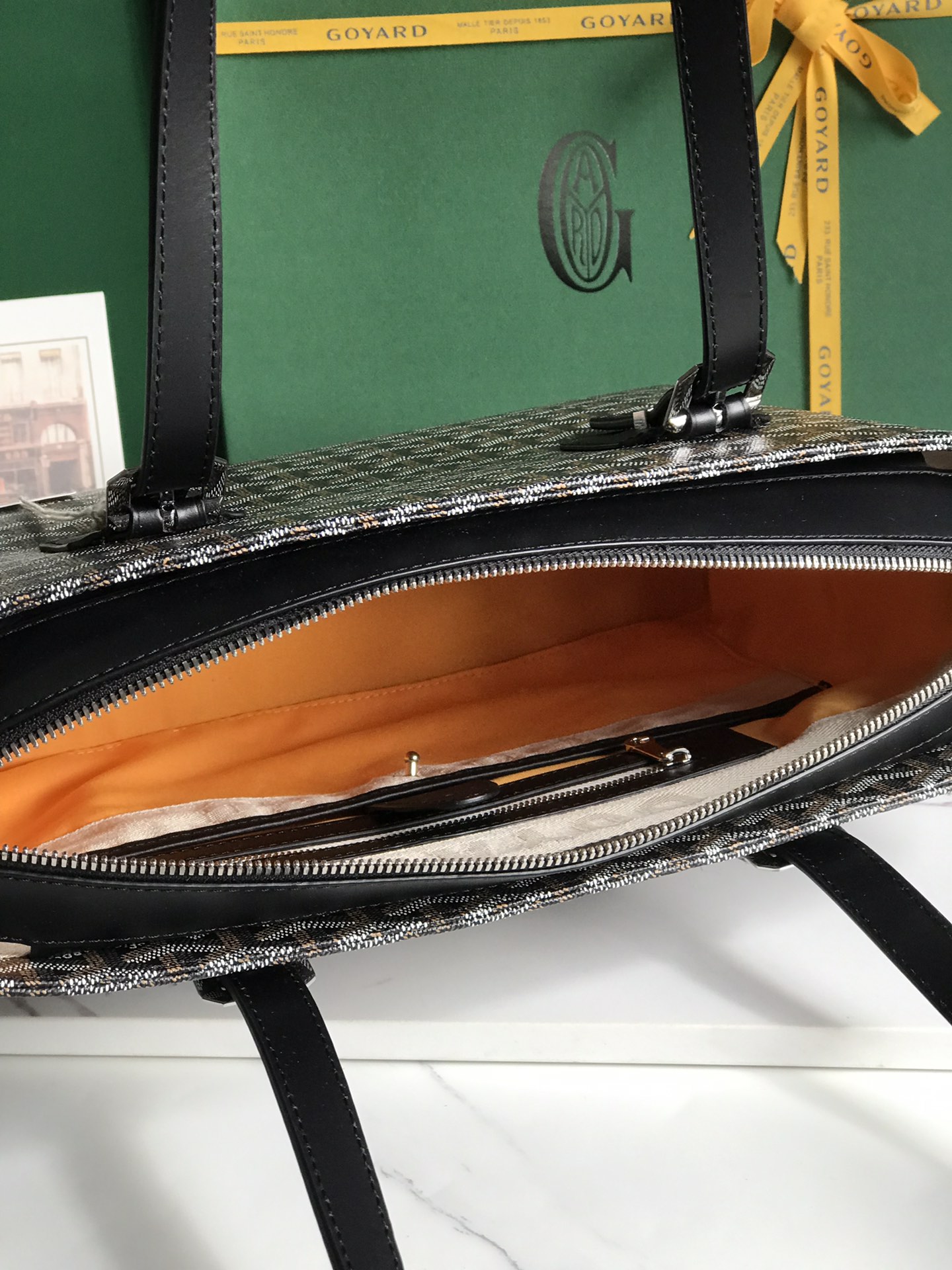 GOYARD Goyardine Sac Marie Galante MM Black 515421