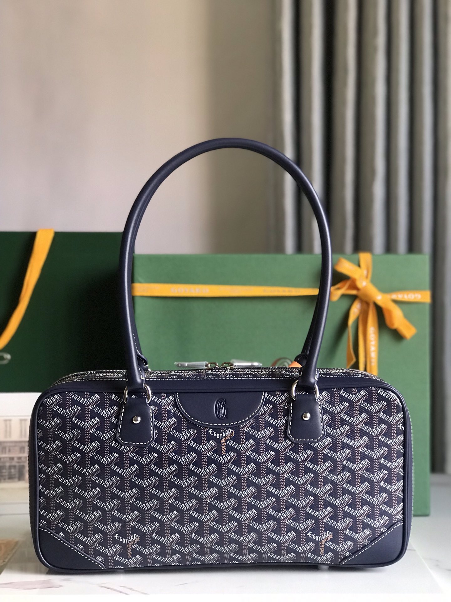 Goyard Navy Blue Goyardine Saint Martin Bag