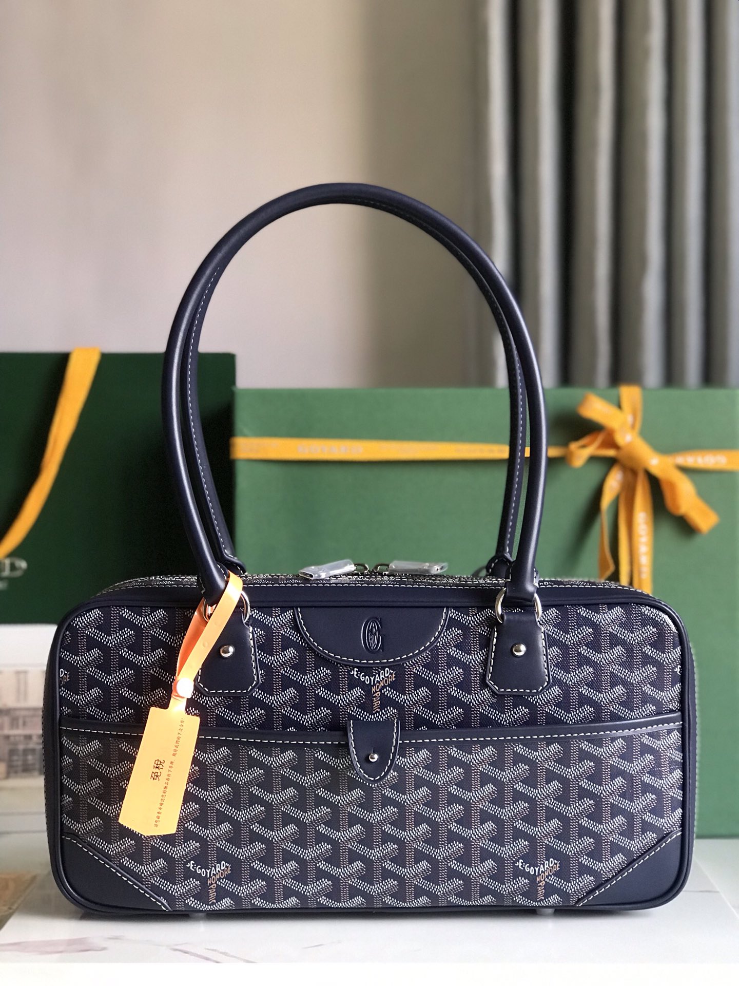Goyard Navy Blue Goyardine Saint Martin Bag