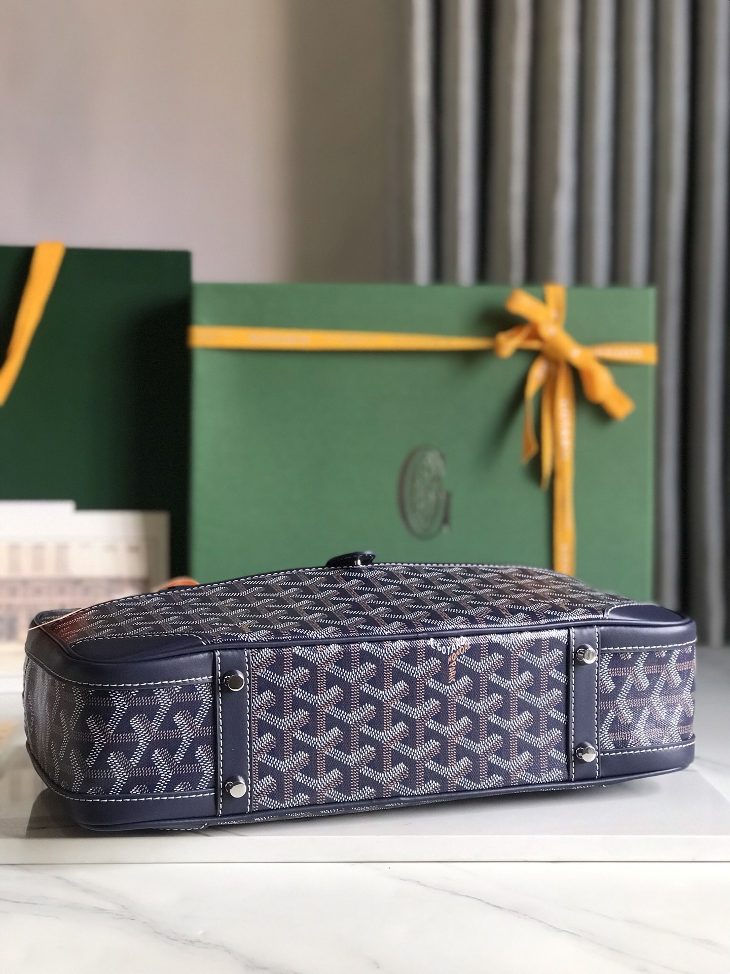 Goyard Navy Blue Goyardine Saint Martin Bag