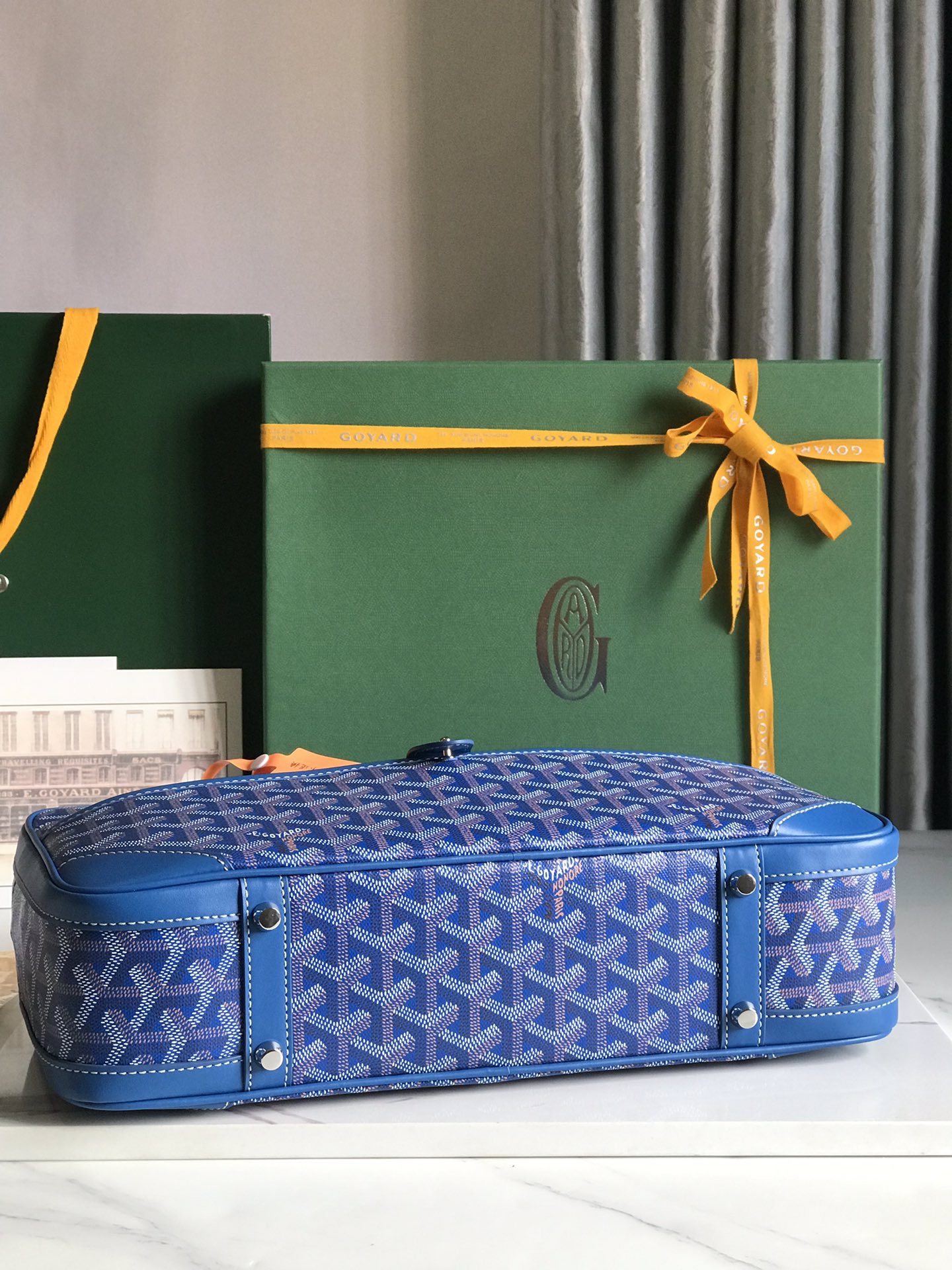 Goyard Blue Goyardine Saint Martin Bag