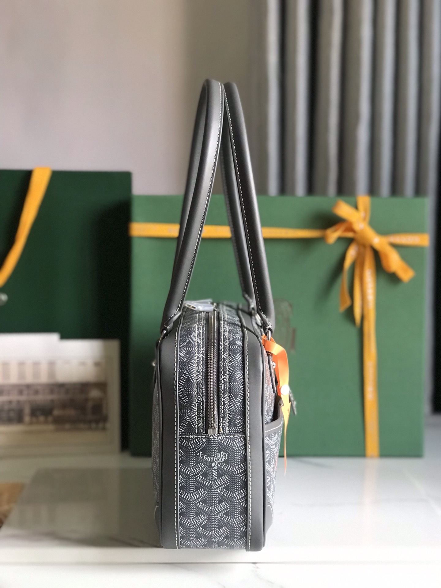 Goyard Handbag Saint Martin Black Leather Cloth ref.162990