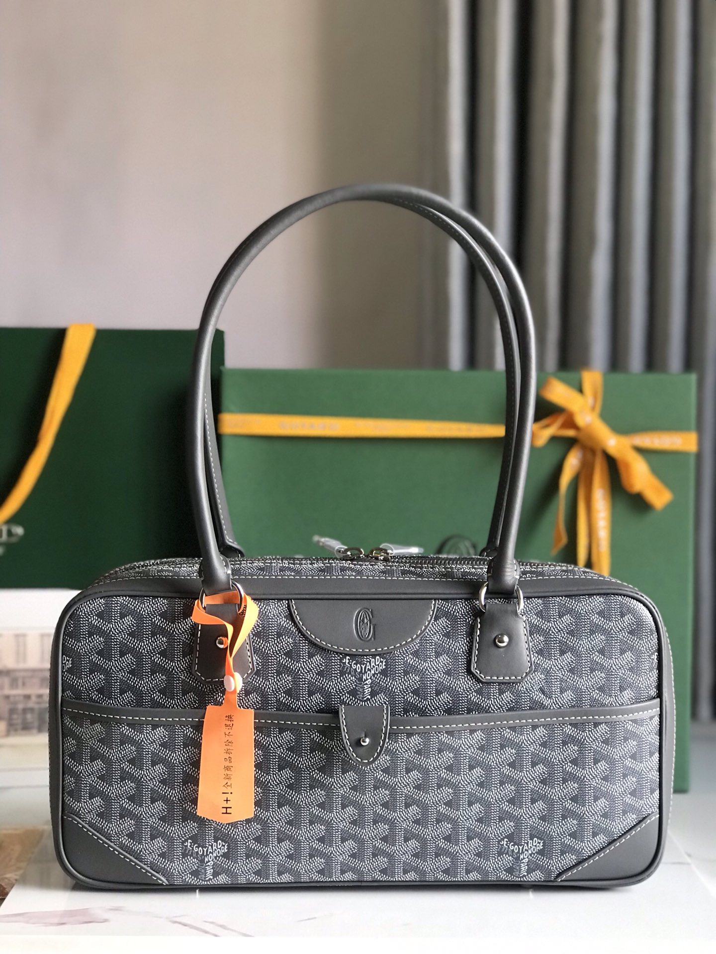Goyard Handbag Saint Martin Black Leather Cloth ref.162990