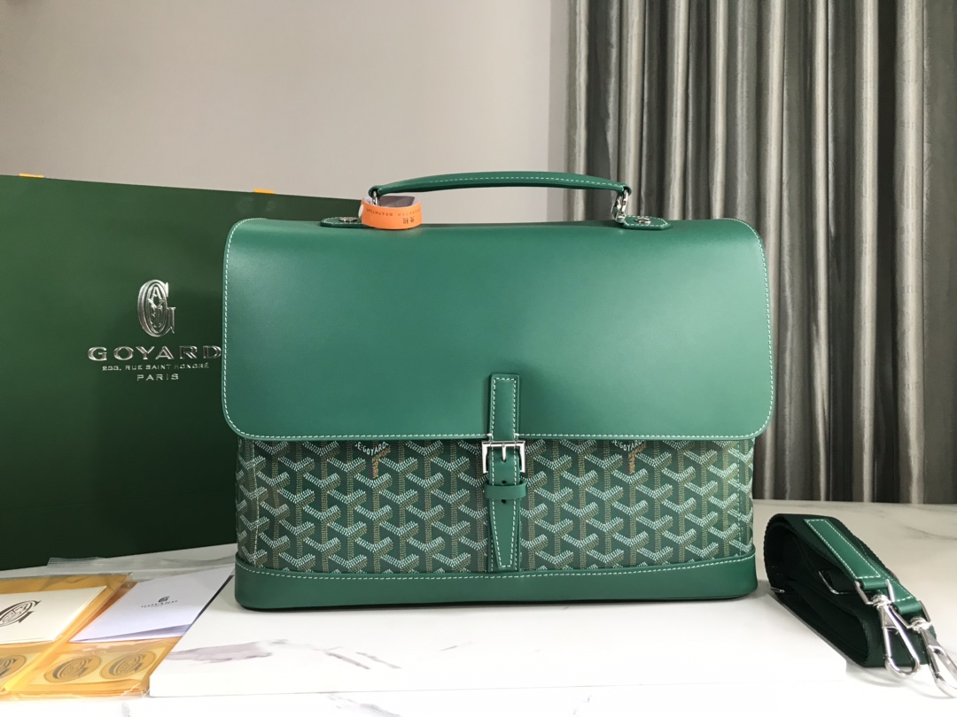 Goyard Citadin Messenger Briefcase Coated Canvas green