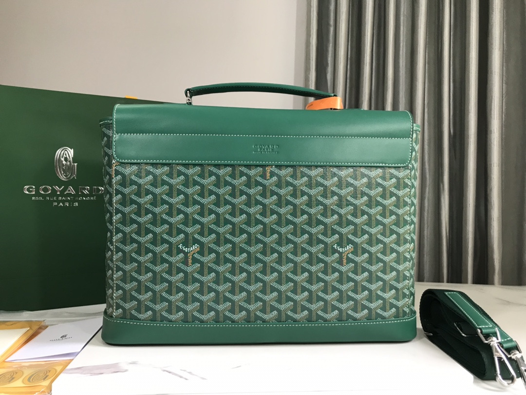 Goyard Citadin Messenger Briefcase Coated Canvas green