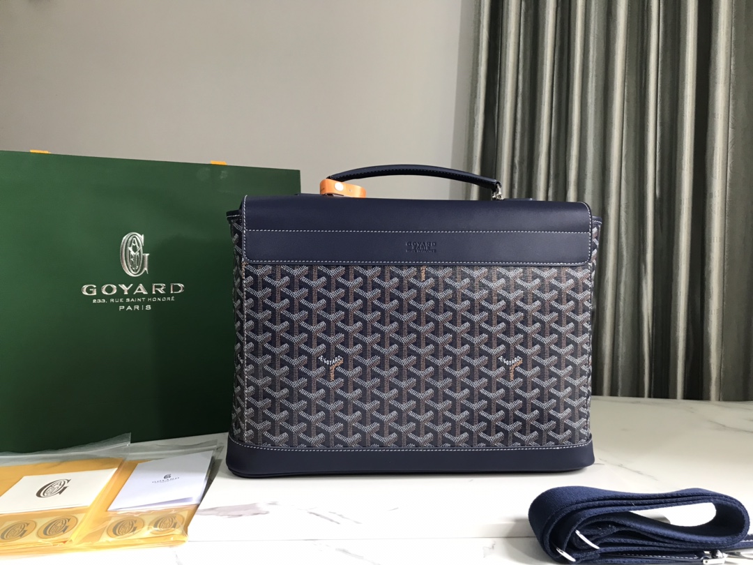 Goyard Citadin Messenger Briefcase Coated Canvas Blue
