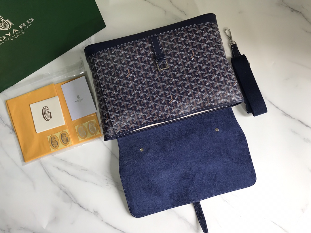 Goyard Citadin Messenger Briefcase Coated Canvas Blue