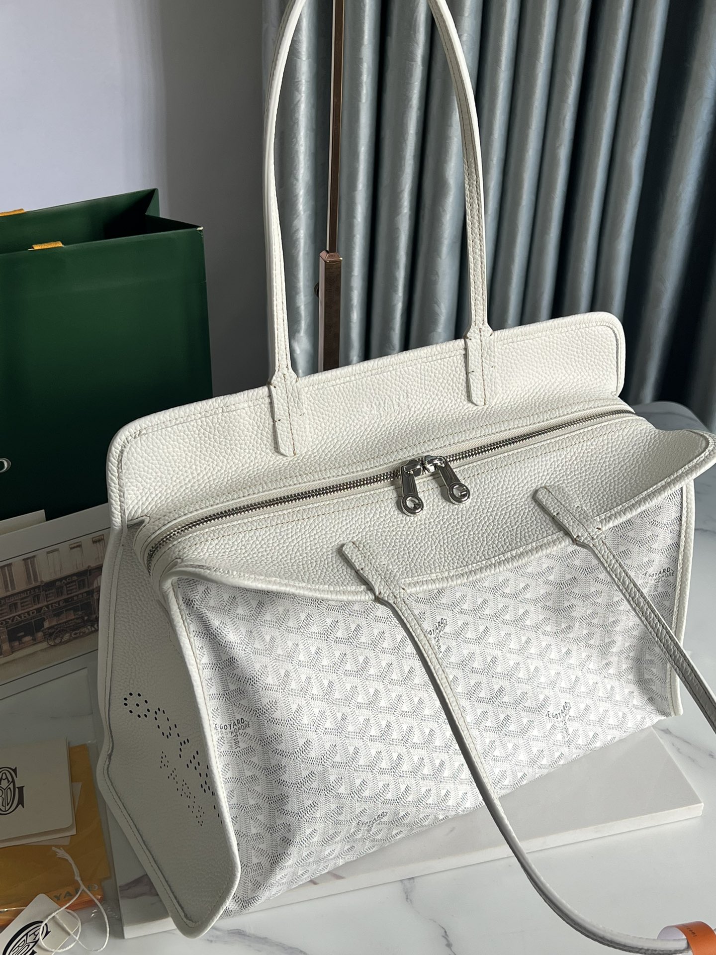 Goyard white Goyardine Coated Canvas and Leather