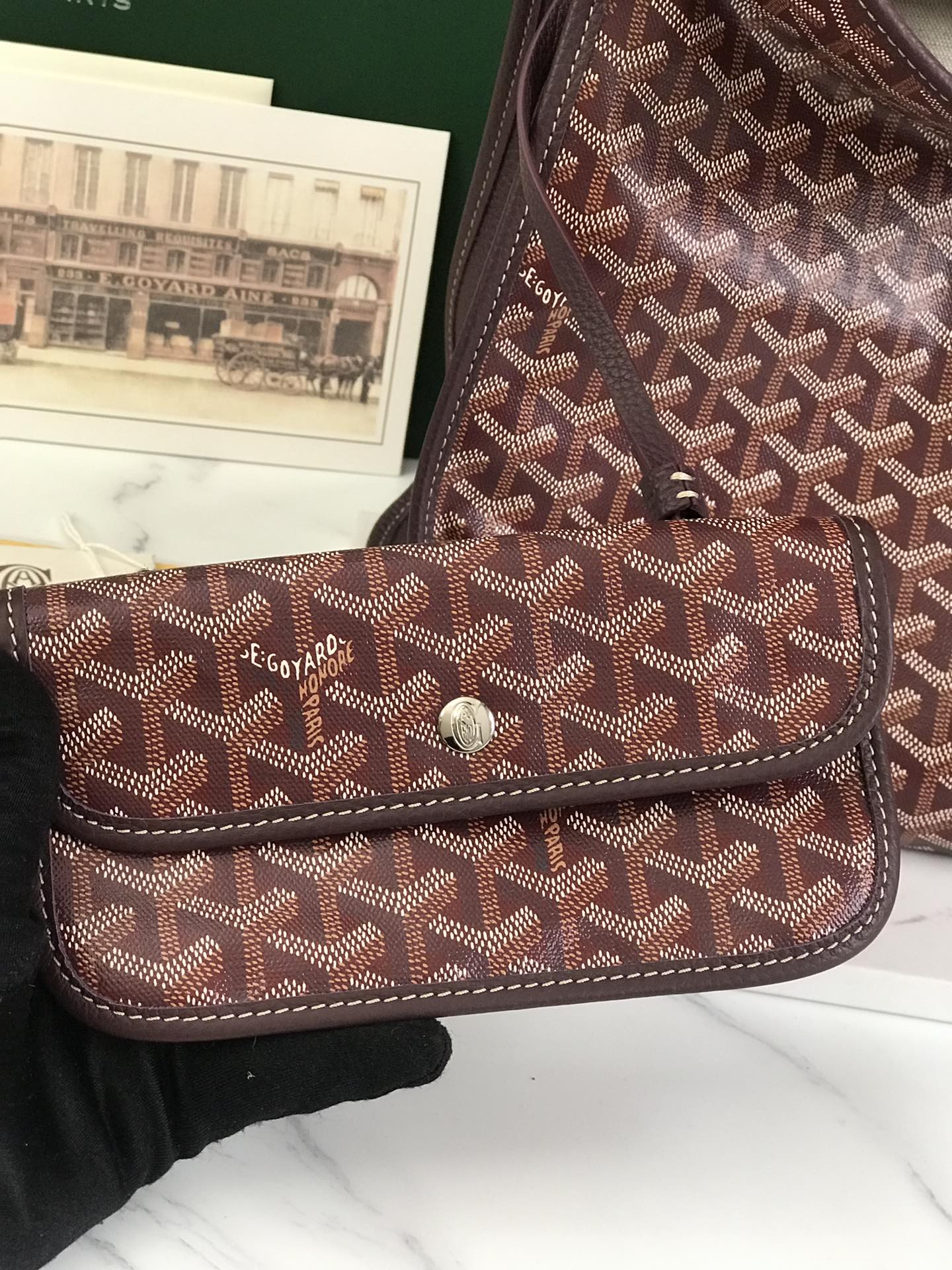 Goyard Goyardine Coated Canvas and Leather Burgundy in Leather