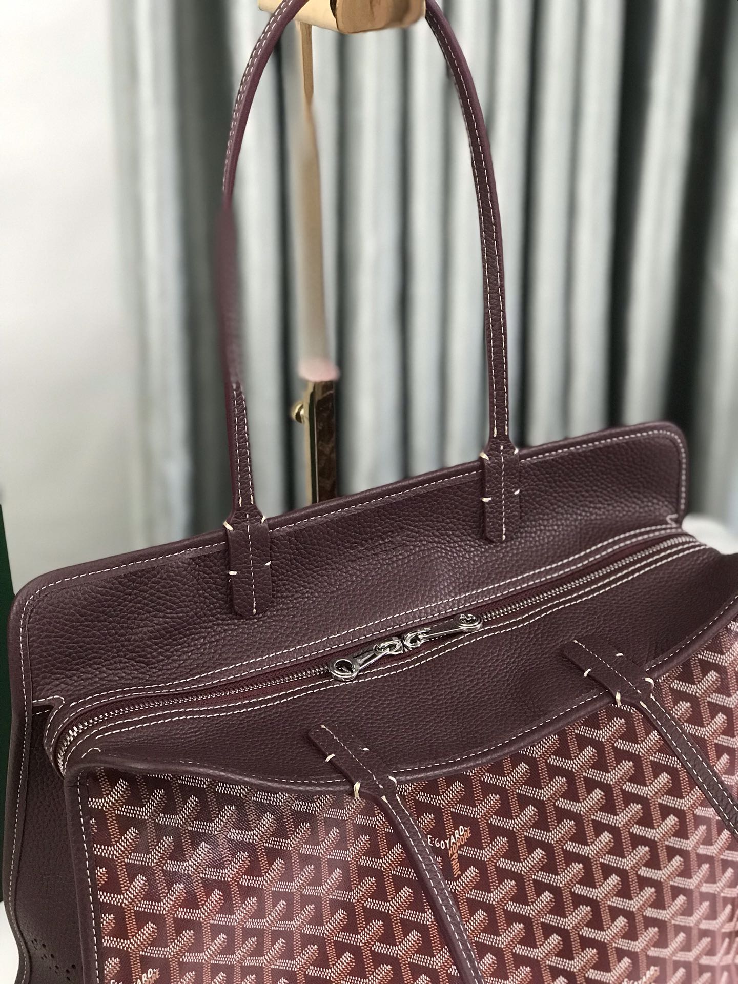 Goyard Goyardine Coated Canvas and Leather Burgundy in Leather