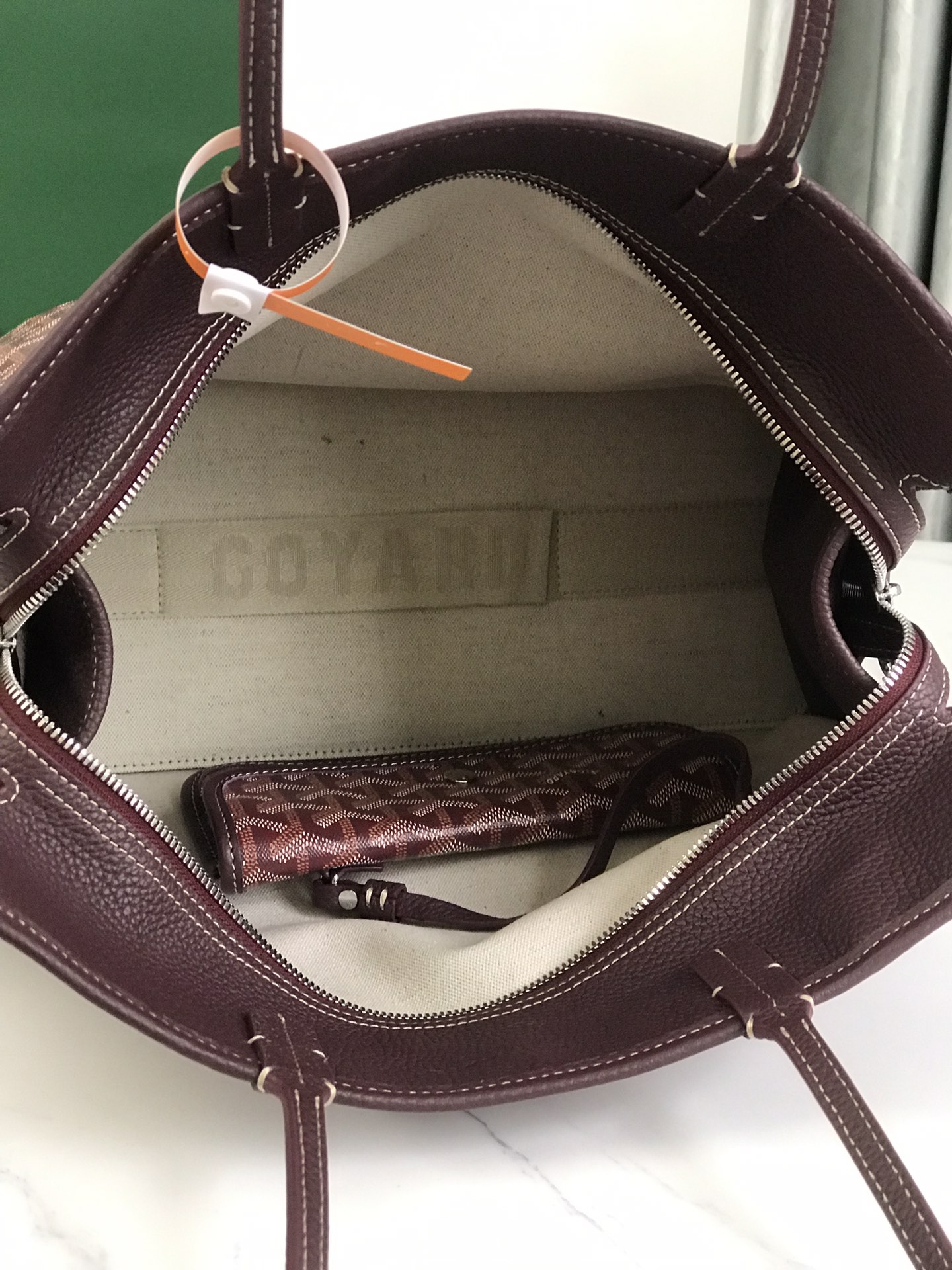 Goyard Goyardine Coated Canvas and Leather Burgundy in Leather