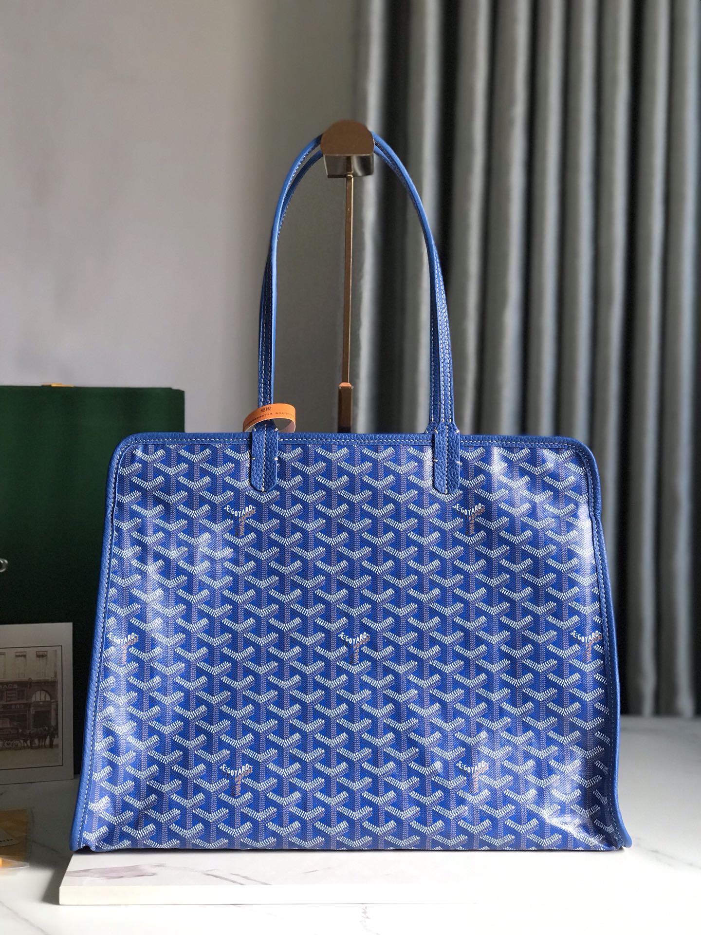 Goyard Blue Goyardine Coated Canvas and Leather