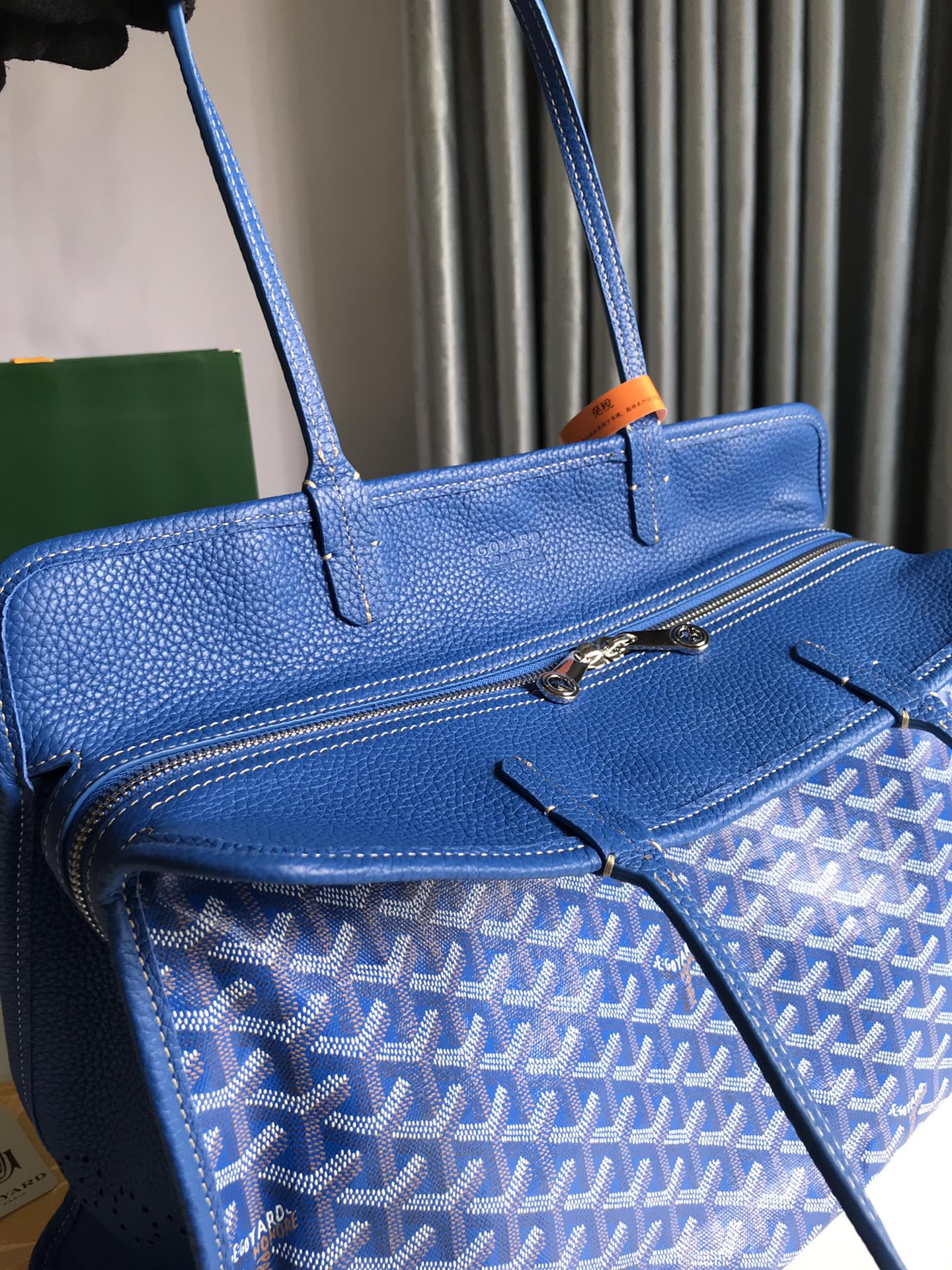 Goyard Blue Goyardine Coated Canvas and Leather