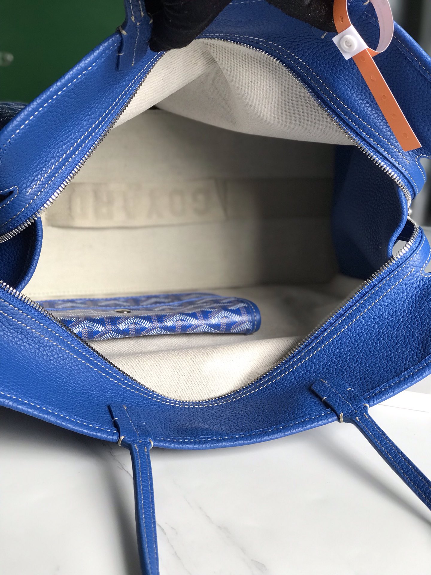 Goyard Blue Goyardine Coated Canvas and Leather