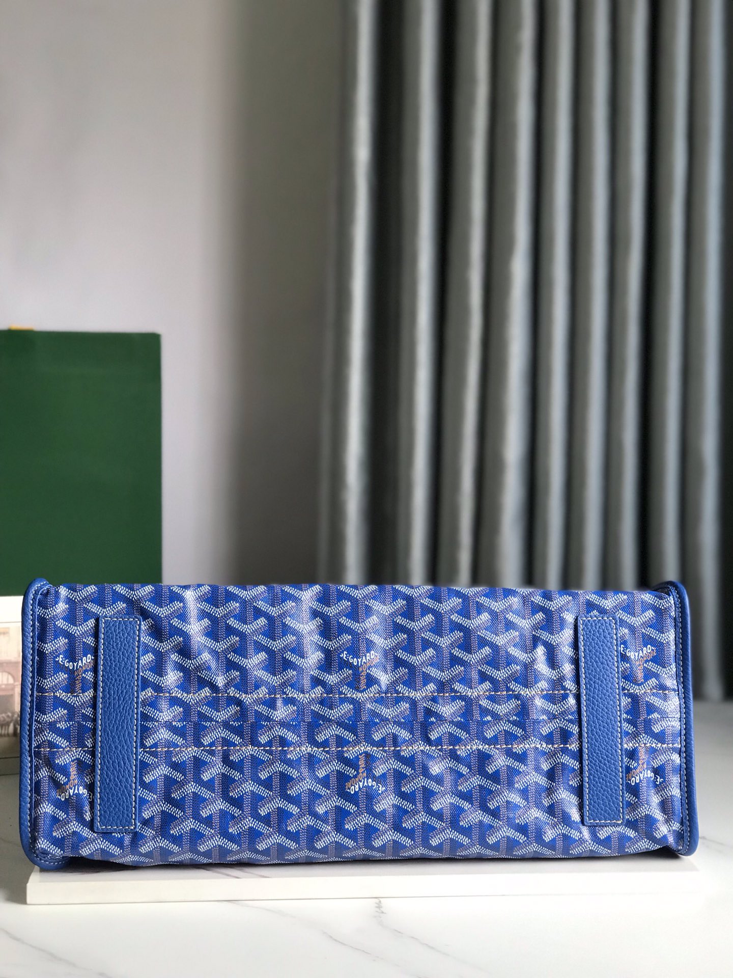 Goyard Blue Goyardine Coated Canvas and Leather