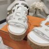 Hermes  Calfskin Cork Isabella 30 Sandals White Sold Out
