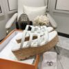 Hermes  Calfskin Cork Isabella 30 Sandals White Sold Out