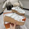 Hermes  Calfskin Cork Isabella 30 Sandals White Sold Out