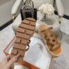HERMES Isabella 30 Leather cork Plat form Sandals Mule Shoes brown beige