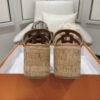 HERMES Isabella 30 Leather cork Plat form Sandals Mule Shoes brown beige