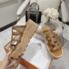 HERMES Isabella 30 Leather cork Plat form Sandals Mule Shoes brown beige