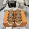 HERMES Isabella 30 Leather cork Plat form Sandals Mule Shoes brown beige