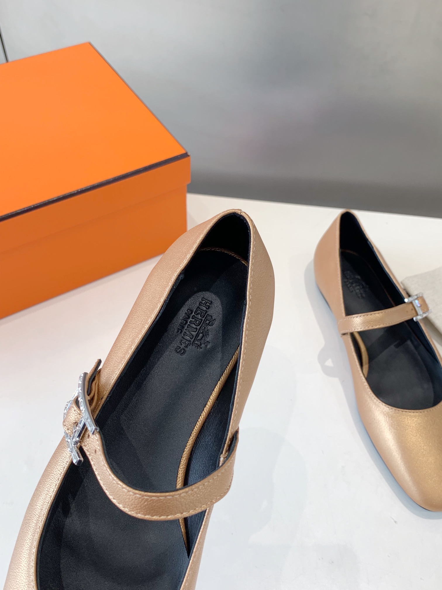 Hermès HERMES Jane Dore Chaussures de ballet en cuir