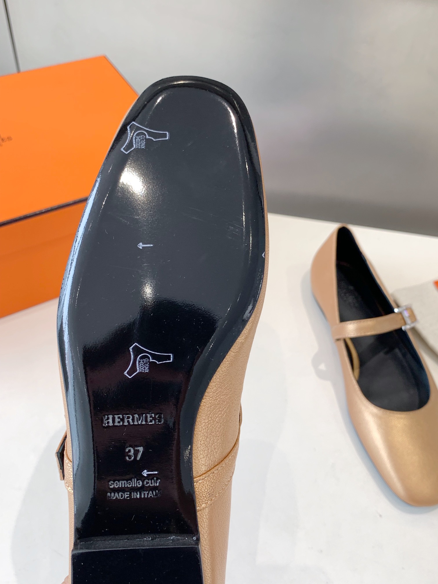 Hermès HERMES Jane Dore Chaussures de ballet en cuir