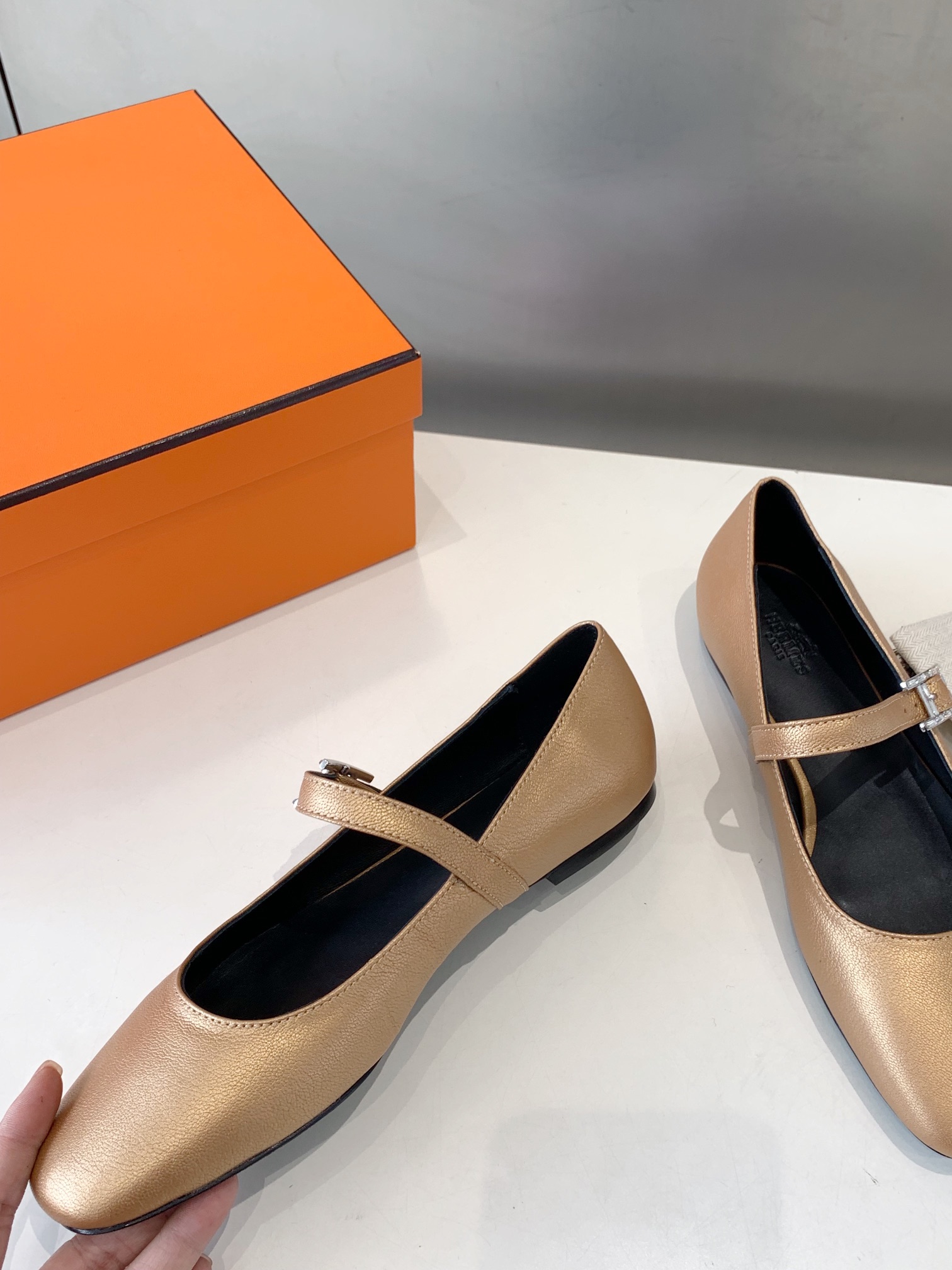 Hermès HERMES Jane Dore Chaussures de ballet en cuir