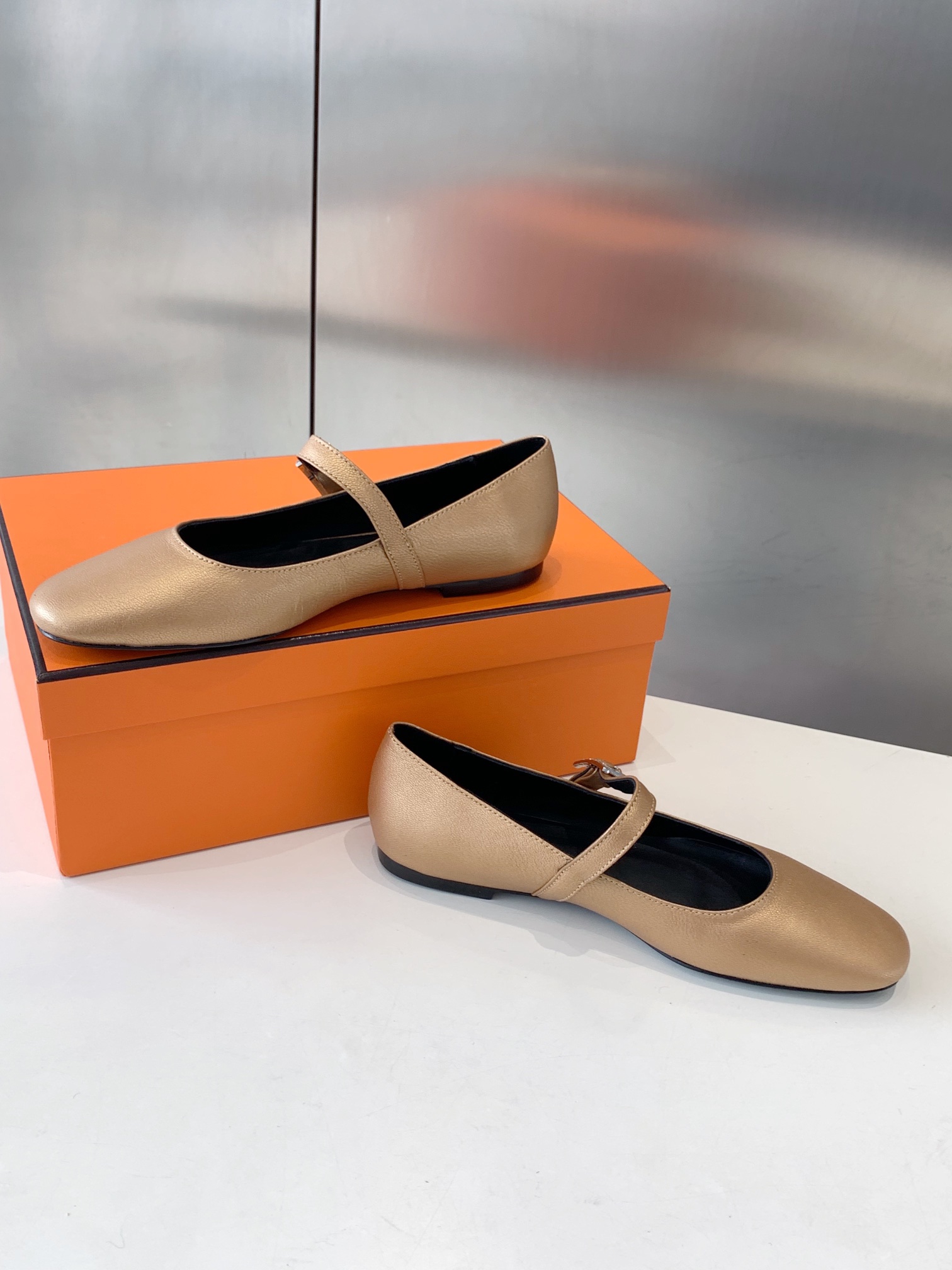 Hermès HERMES Jane Dore Chaussures de ballet en cuir
