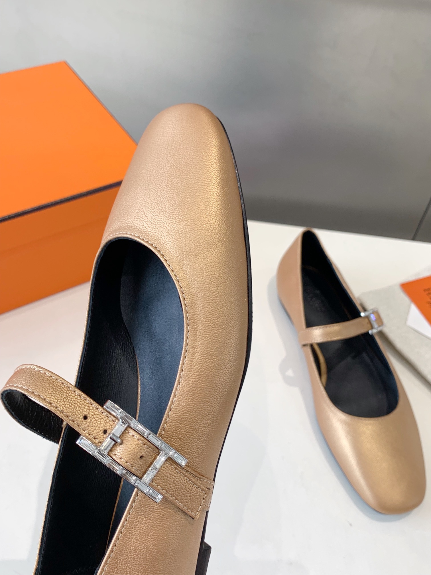 Hermès HERMES Jane Dore Chaussures de ballet en cuir