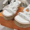 HERMES Isabella 30 Leather cork Plat form Sandals Mule Shoes H241120Z White beige