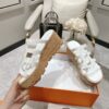 HERMES Isabella 30 Leather cork Plat form Sandals Mule Shoes H241120Z White beige