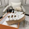 HERMES Isabella 30 Leather cork Plat form Sandals Mule Shoes H241120Z White beige