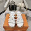 HERMES Isabella 30 Leather cork Plat form Sandals Mule Shoes H241120Z White beige