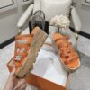 HERMES Isabella 30 Leather cork Plat form Sandals Mule Shoes orange beige