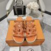 HERMES Isabella 30 Leather cork Plat form Sandals Mule Shoes orange beige