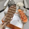HERMES Isabella 30 Leather cork Plat form Sandals Mule Shoes orange beige