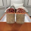 HERMES Isabella 30 Leather cork Plat form Sandals Mule Shoes orange beige