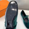 Hermès Ballerines en velours vertes