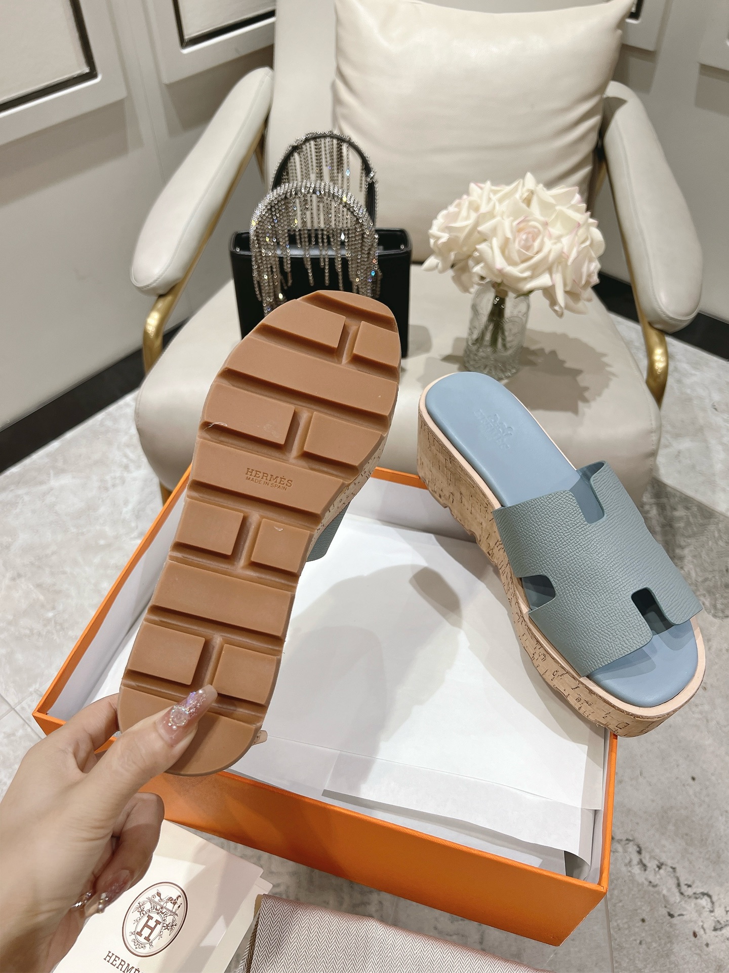 HERMES 00139 Hermès Eze 30 - Bleu - Chaussures Femme | Hermès