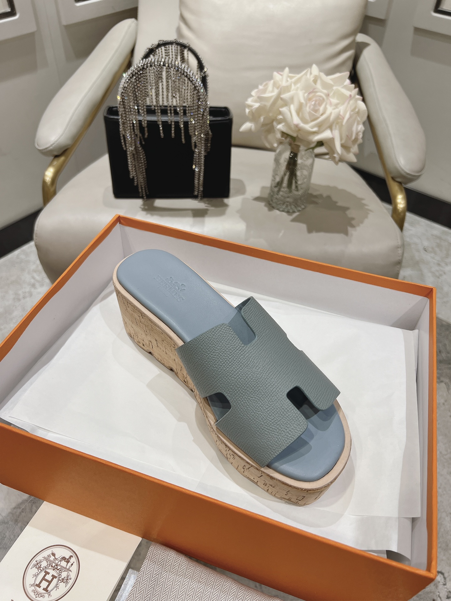 HERMES 00139 Hermès Eze 30 - Bleu - Chaussures Femme | Hermès