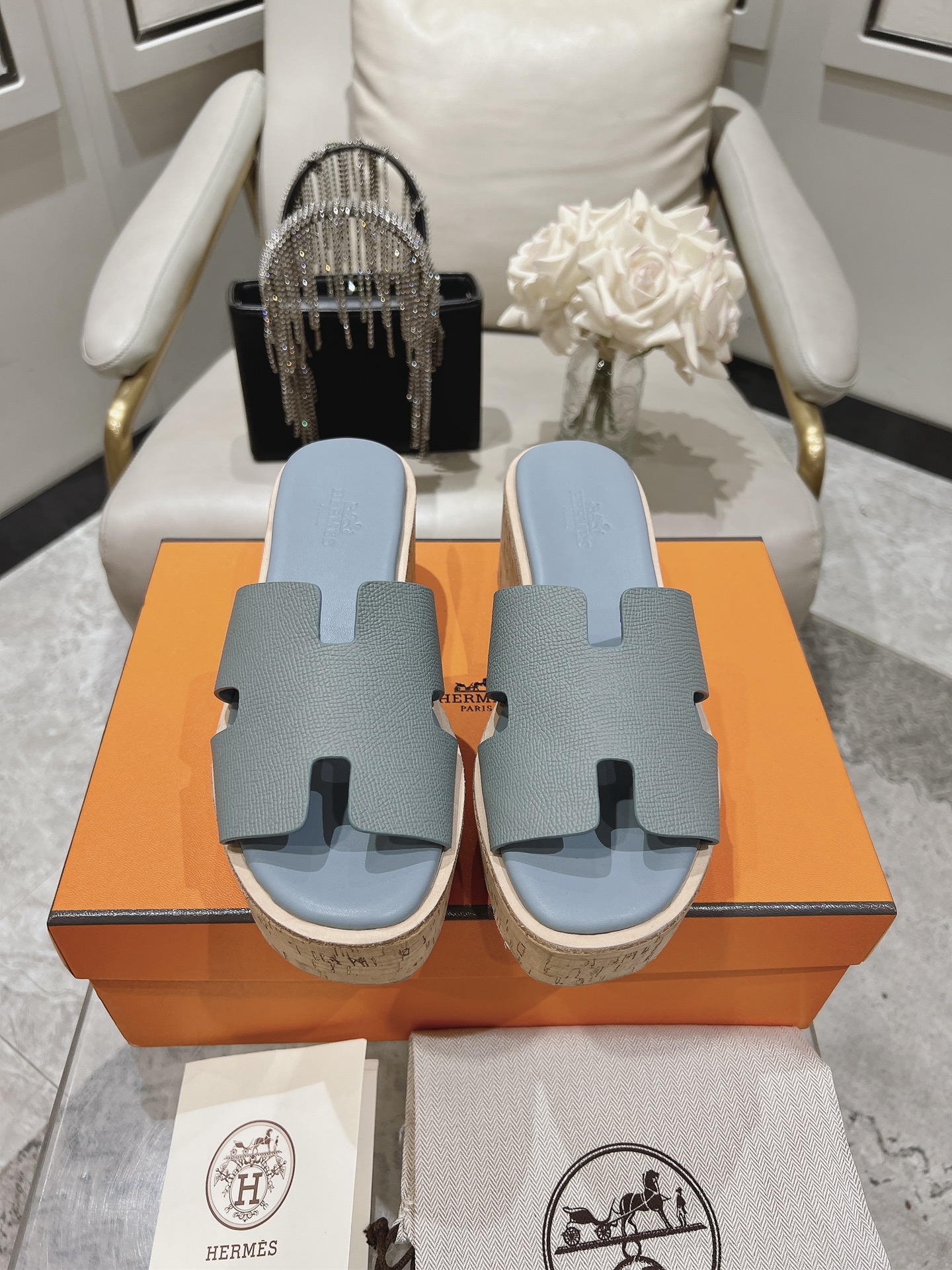 HERMES 00139 Hermès Eze 30 - Bleu - Chaussures Femme | Hermès