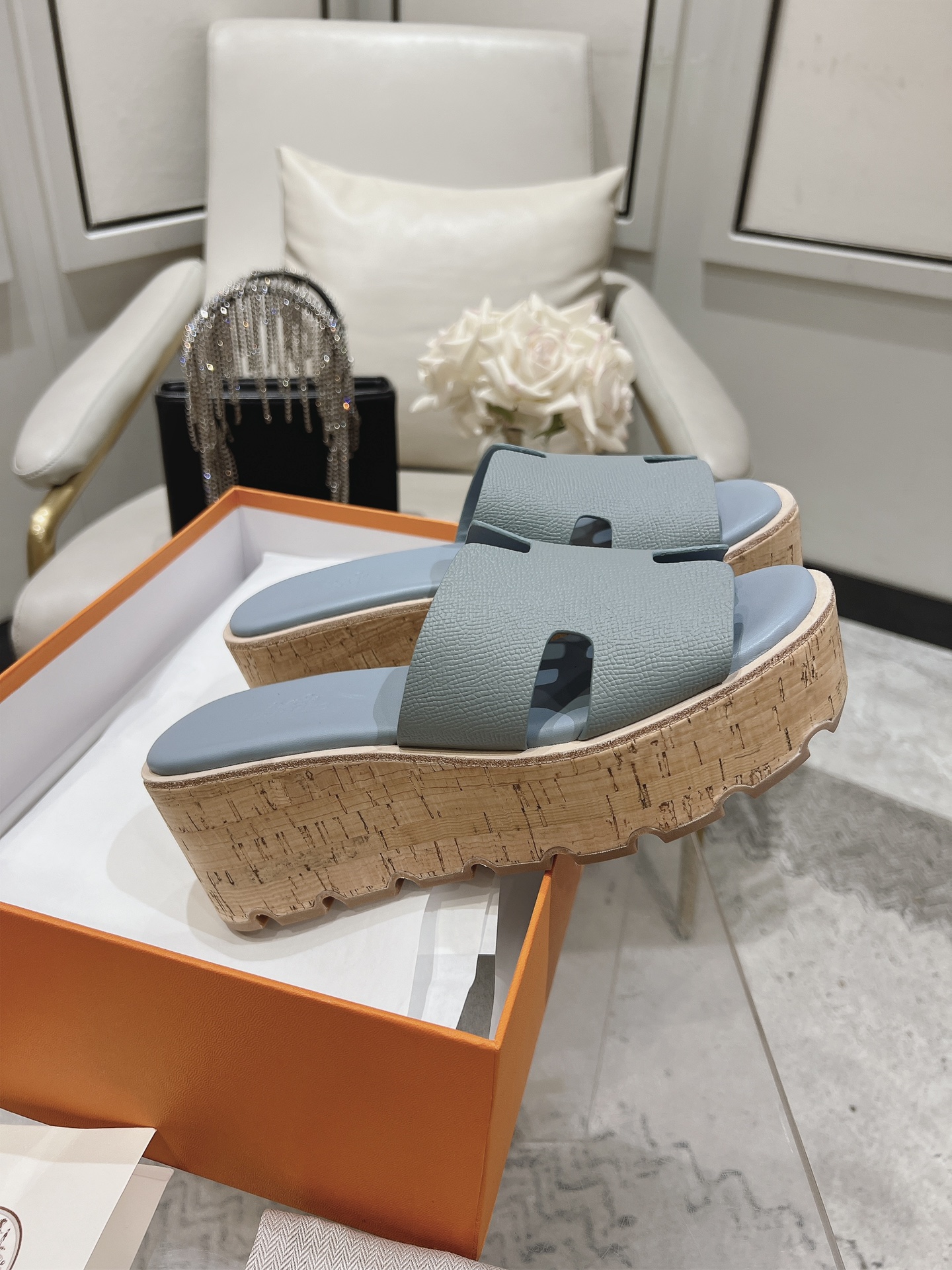 HERMES 00139 Hermès Eze 30 - Bleu - Chaussures Femme | Hermès