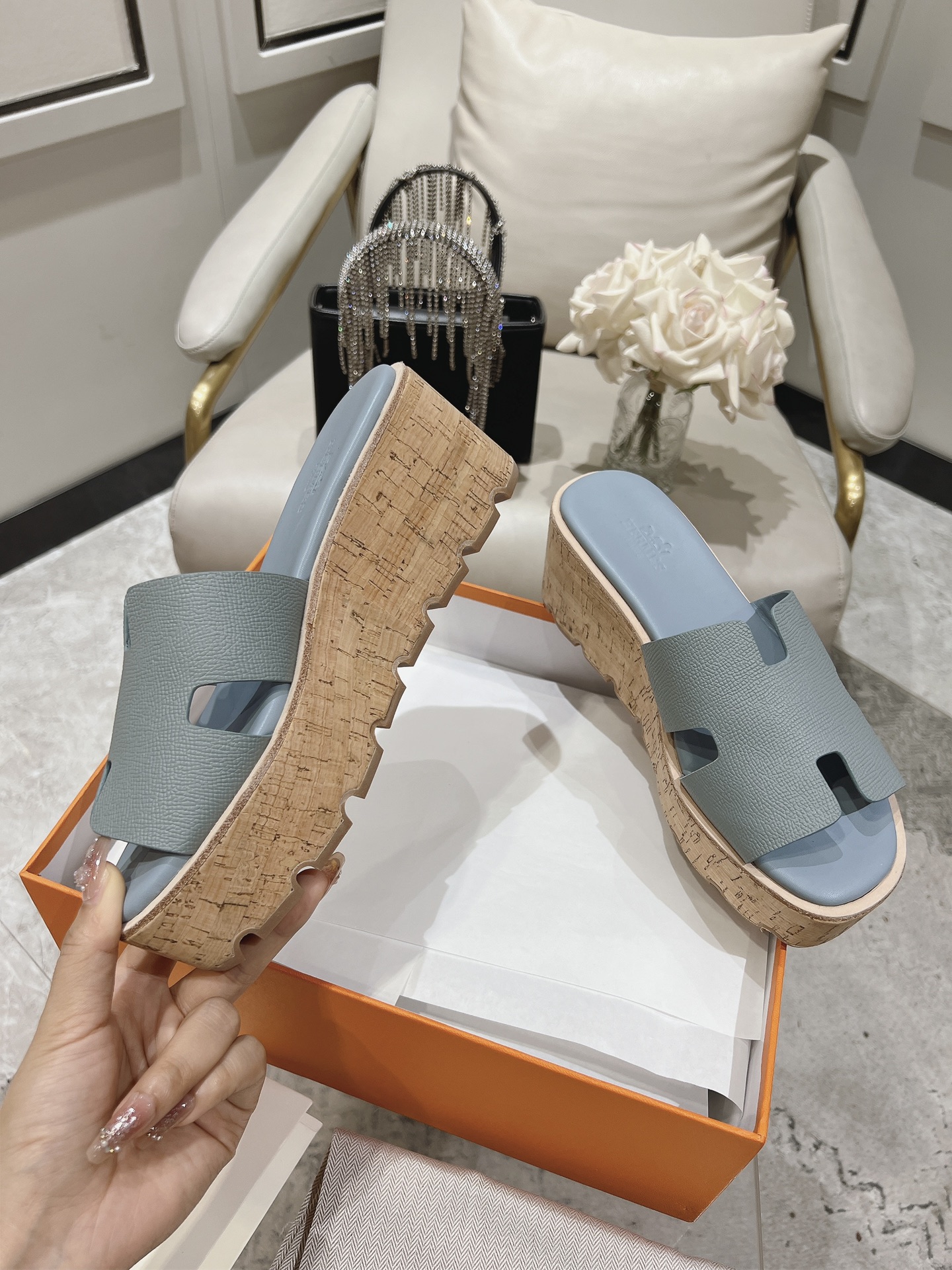 HERMES 00139 Hermès Eze 30 - Bleu - Chaussures Femme | Hermès