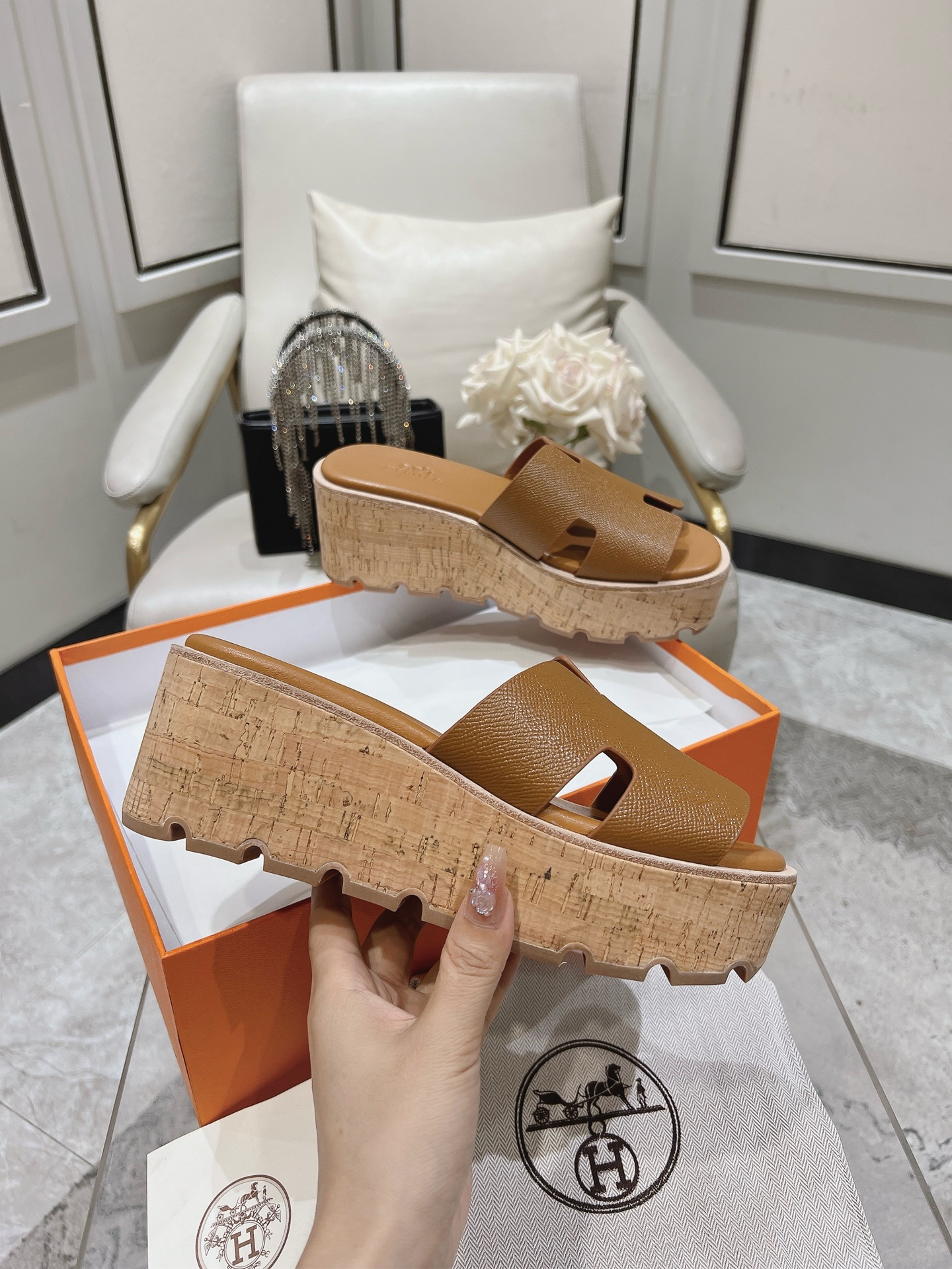 HERMES 00149 Hermès Eze 30 Women's Sandals Brown Size